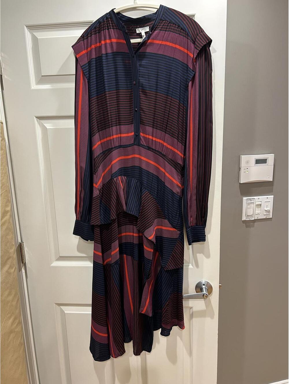 NWT Joie Roz Caviar Midi Dress Asymmetric Long Sleeve 8